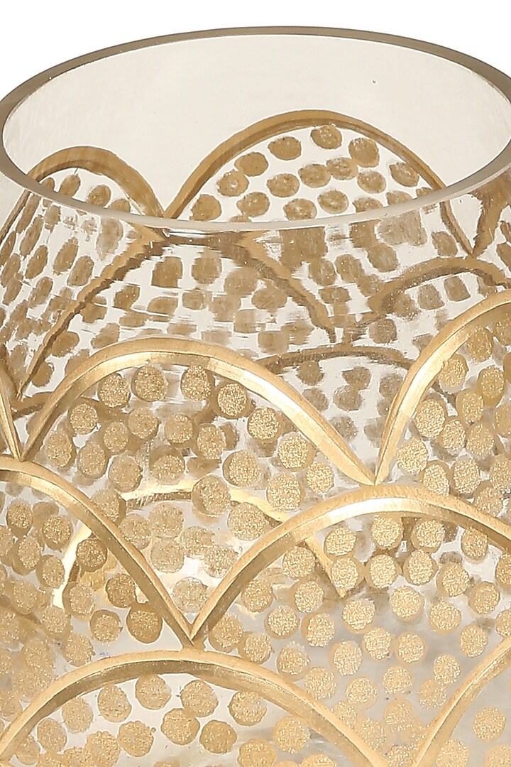 Gold Tone Glass Hand-Painted Candle Holder (Set of 2) by Amoliconcepts at Pernia's Pop Up Shop