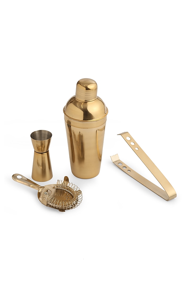 Brass & Silver Tone Stainless Steel Bar Tool (Set of 5) by Amoliconcepts at Pernia's Pop Up Shop