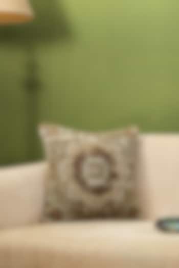 Green & Multi-Colored Cotton Chenille Jacquard Weave Cushion Cover (Set of 2) by Amoliconcepts at Pernia's Pop Up Shop