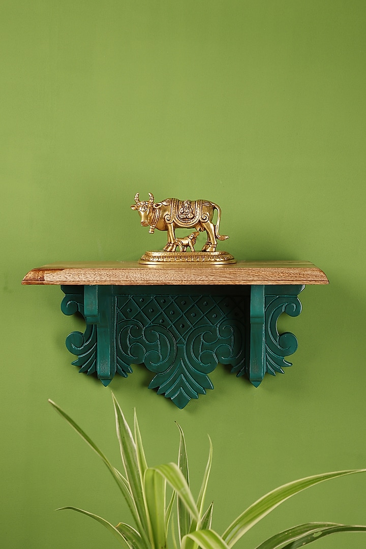 Green Wood Handcrafted Wall Shelf by Amoliconcepts at Pernia's Pop Up Shop