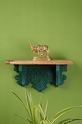 Green Wood Handcrafted Wall Shelf by Amoliconcepts