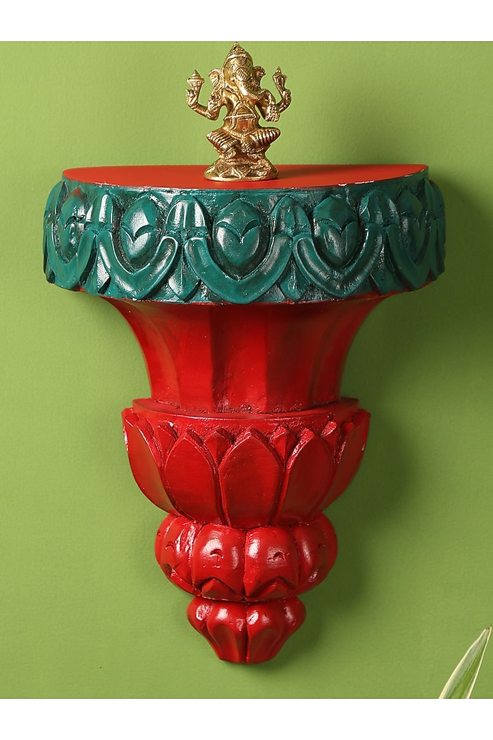 Red & Green Wood Handcrafted Wall Shelf by Amoliconcepts at Pernia's Pop Up Shop