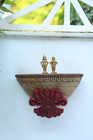 Red & Beige Wood Handcrafted Wall Decor by Amoliconcepts
