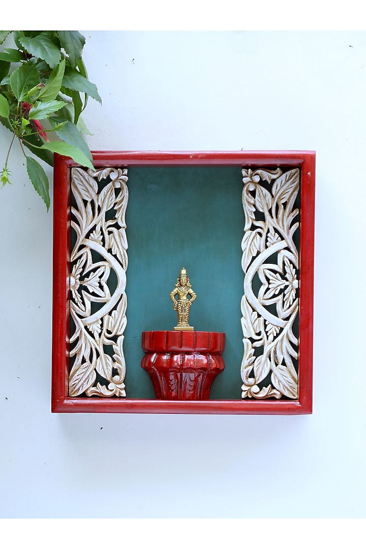 Red & Blue Wood Handcrafted Wall Decor by Amoliconcepts at Pernia's Pop Up Shop