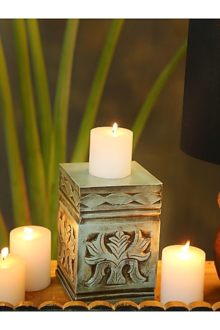 Vintage Green Mango Wood Handcrafted Wooden Block by Amoliconcepts