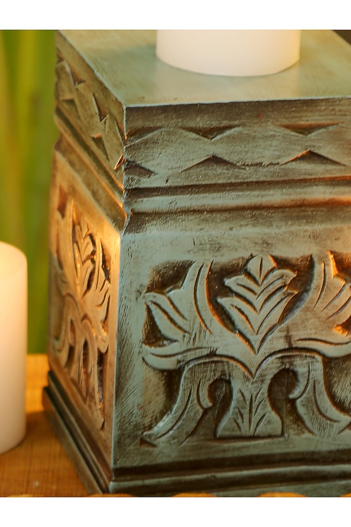 Vintage Green Mango Wood Handcrafted Wooden Block by Amoliconcepts at Pernia's Pop Up Shop
