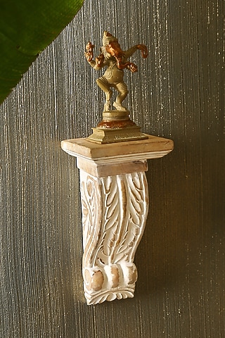 White Mango Wood Handcrafted Wall Shelf by Amoliconcepts