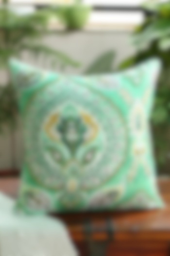 Green Paisley Cushion Cover by Amoliconcepts at Pernia's Pop Up Shop