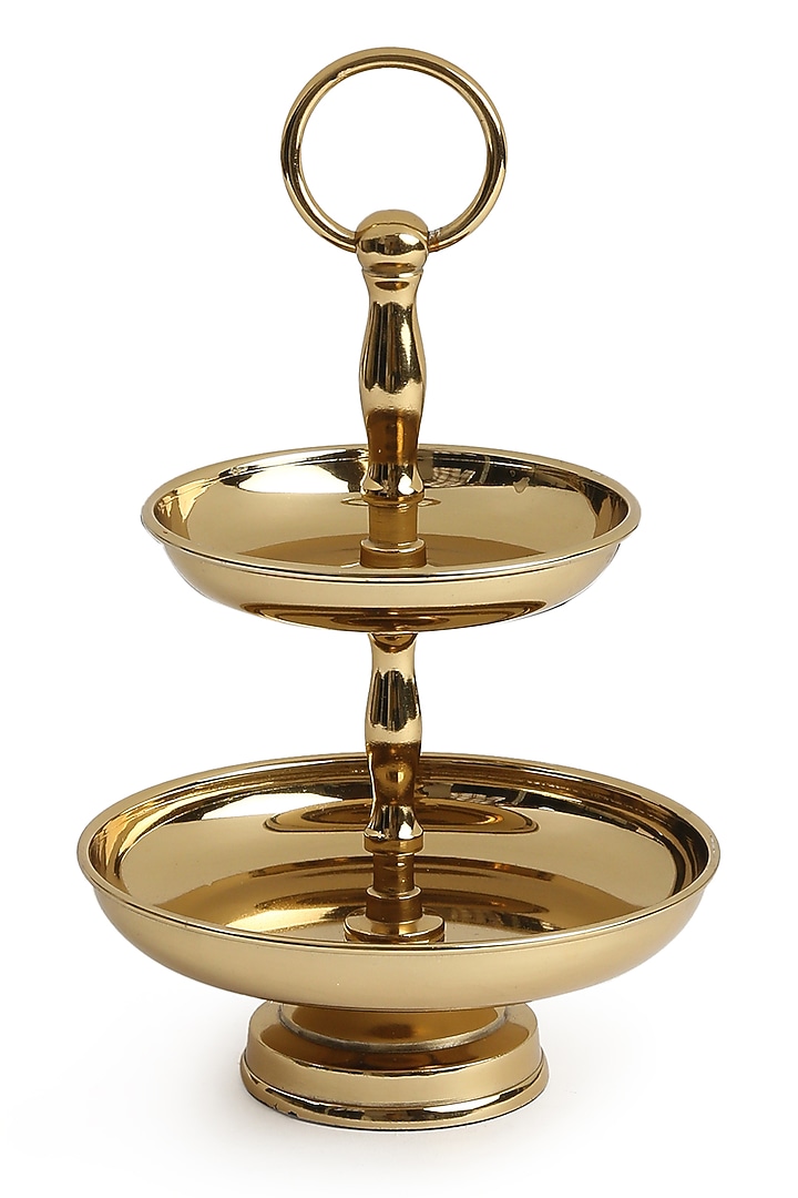 Golden Stainless Steel Cake Stand by Amoliconcepts at Pernia's Pop Up Shop