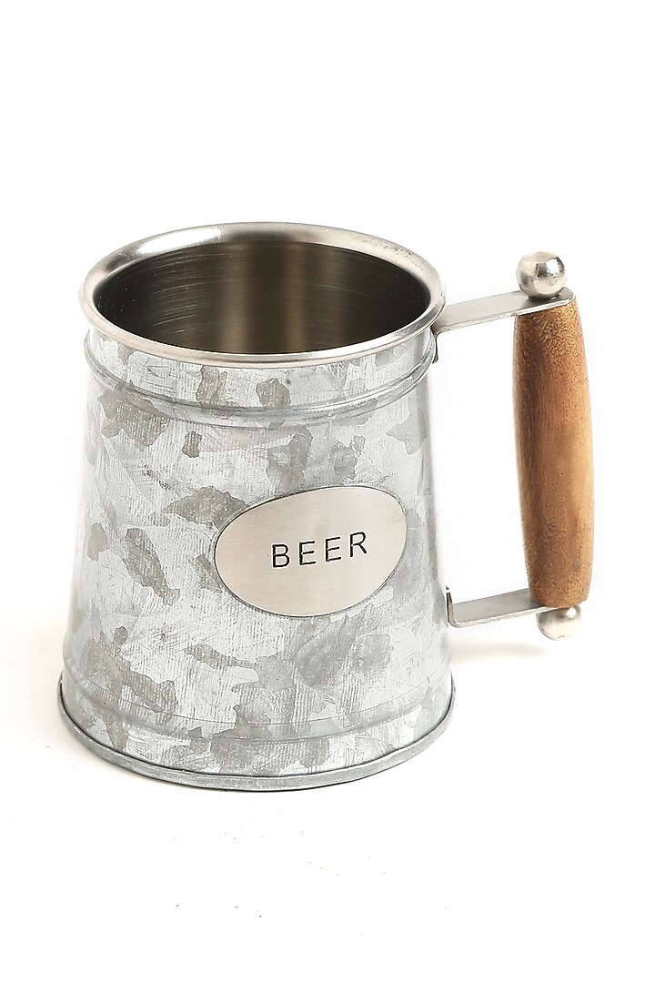 Silver Stainless Steel Beer Mugs (Set of 2) by Amoliconcepts at Pernia's Pop Up Shop