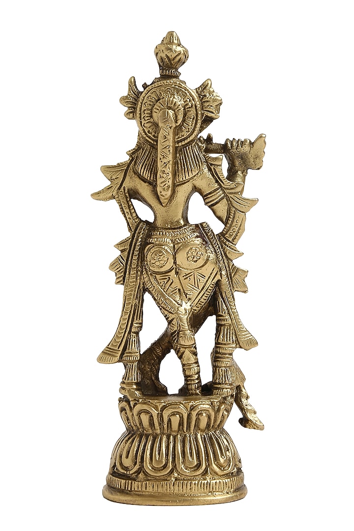 Antique Gold Krishna Playing Flute Idol by Amoliconcepts at Pernia's Pop Up Shop