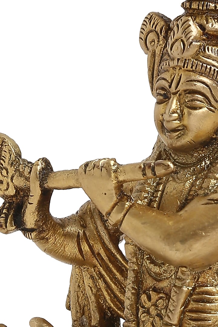 Antique Gold Krishna With Cow Idol by Amoliconcepts at Pernia's Pop Up Shop