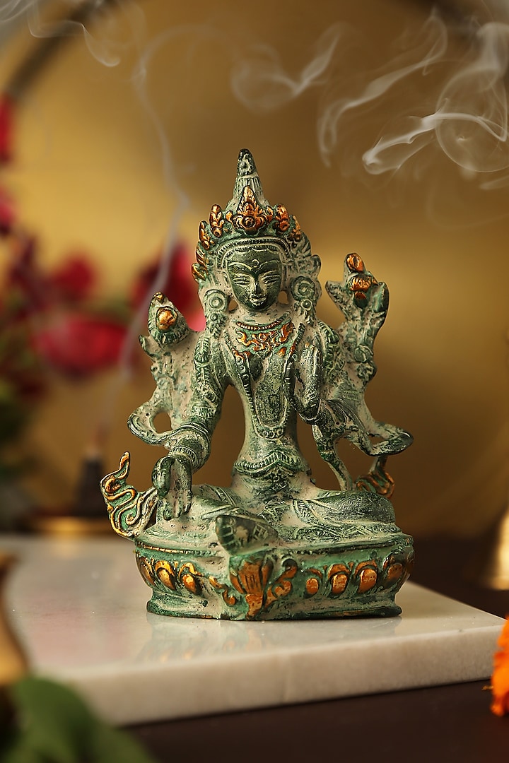 Green Stone Finish Tara Devi Idol by Amoliconcepts at Pernia's Pop Up Shop