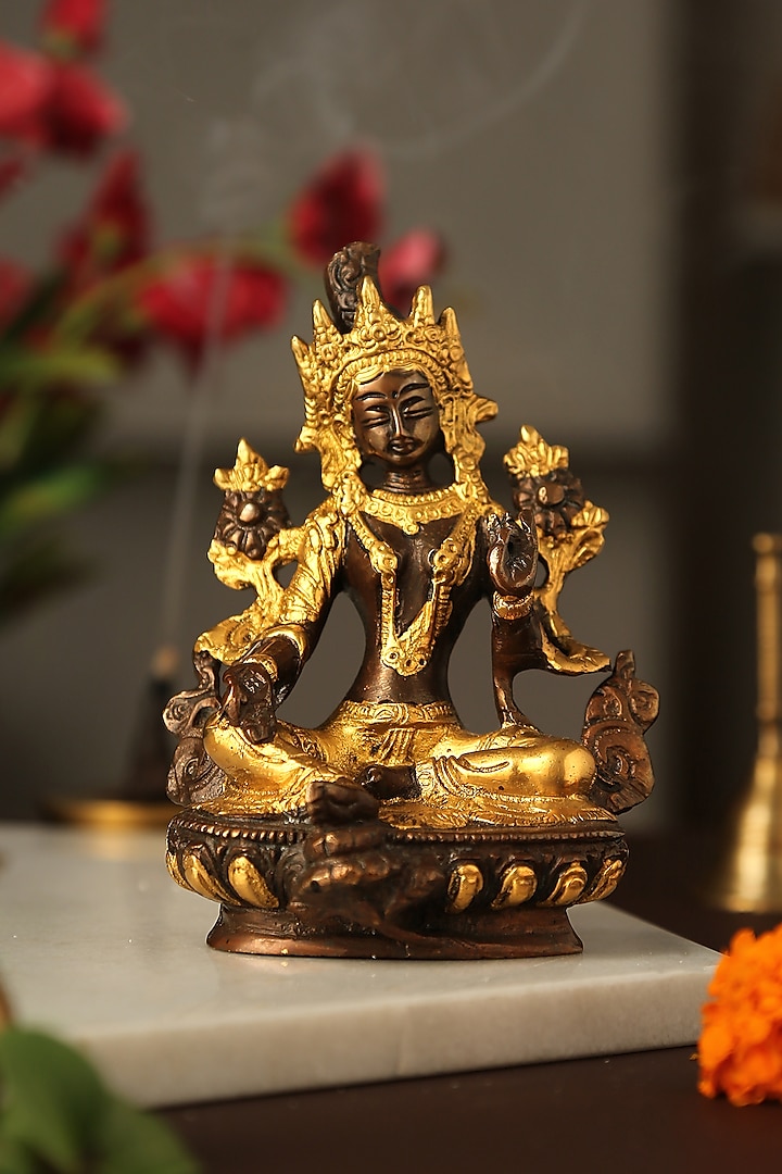 Antique Gold Finish Tara Devi Idol by Amoliconcepts
