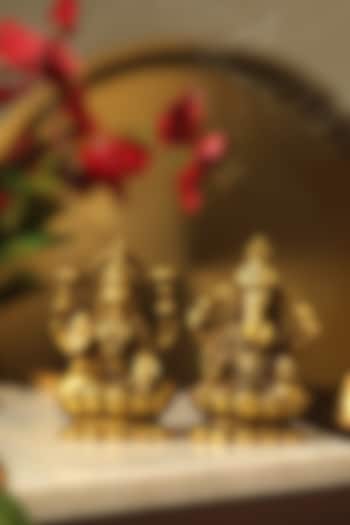 Antique Gold Laxmi & Ganesha Idols (Set of 2) by Amoliconcepts at Pernia's Pop Up Shop