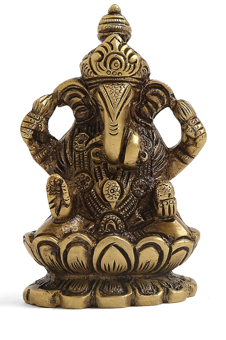 Antique Gold Laxmi & Ganesha Idols (Set of 2) by Amoliconcepts at Pernia's Pop Up Shop