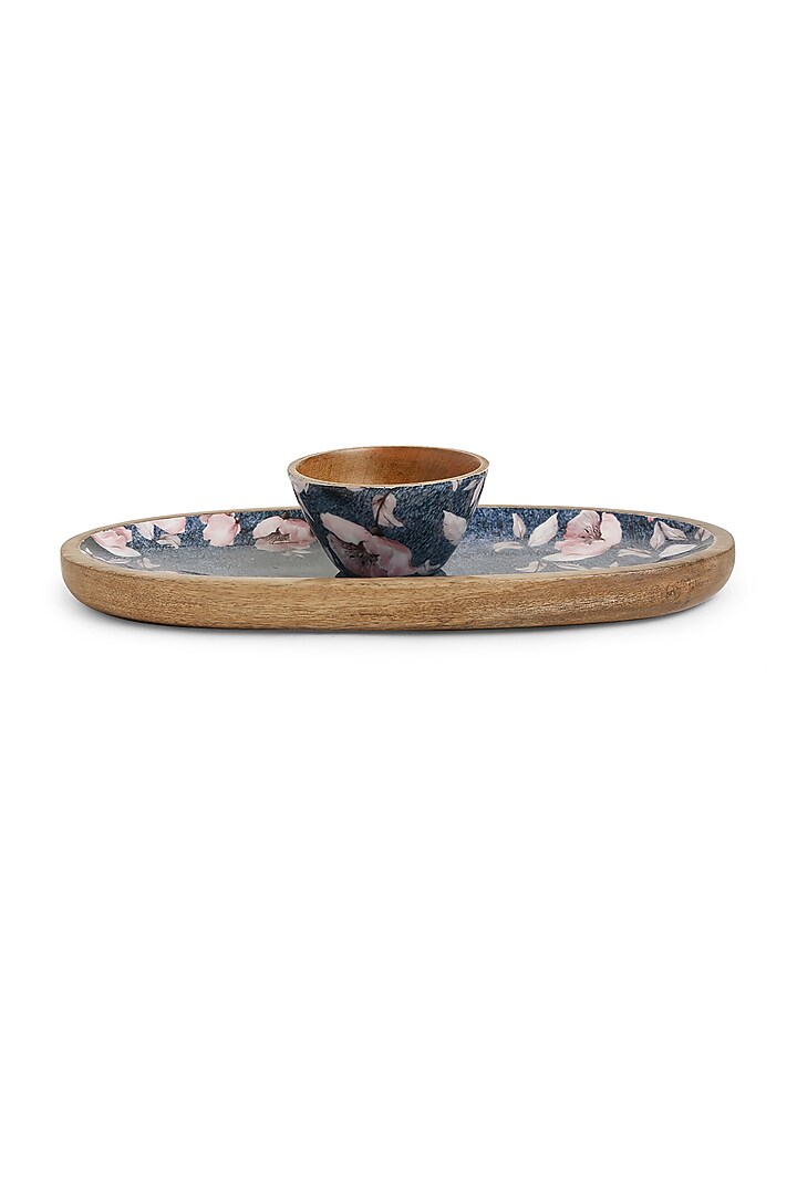 Blue Chip & Dip Platter & Bowl In Flower Design by Amoliconcepts at Pernia's Pop Up Shop