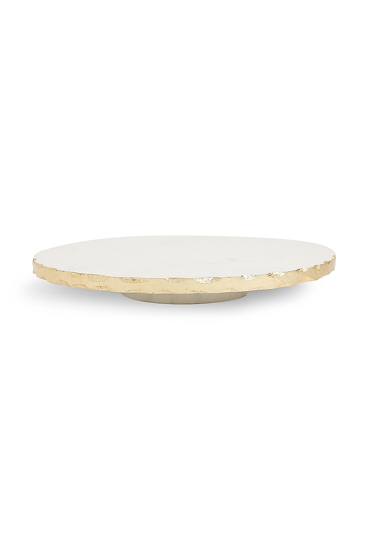 White Marble Lazy Susan Platter With Gold Foiled Edges by Amoliconcepts at Pernia's Pop Up Shop