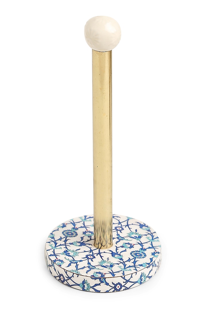 Gold Kitchen Napkin Holder In Blue & White Flower Design by Amoliconcepts at Pernia's Pop Up Shop