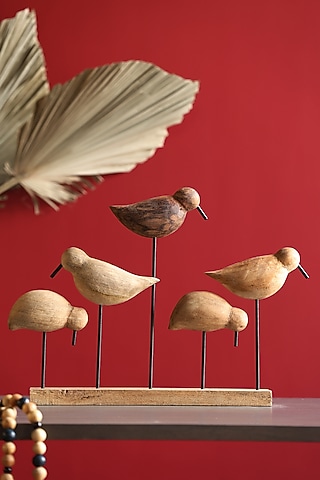 Beige Wood Hand Crafted Showpieces by Amoliconcepts
