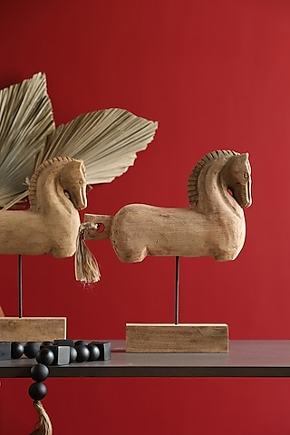 Beige Wood Hand Crafted Showpieces by Amoliconcepts