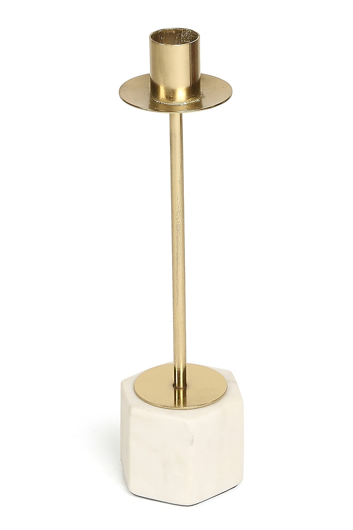 Marble & Gold Tone Taper Candle Holder (Set of 2) by Amoliconcepts at Pernia's Pop Up Shop