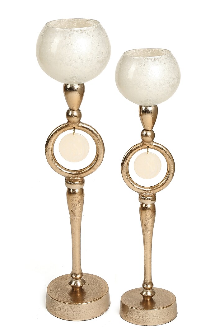 Ivory & Gold Candle Holders (Set of 2) by Amoliconcepts at Pernia's Pop Up Shop