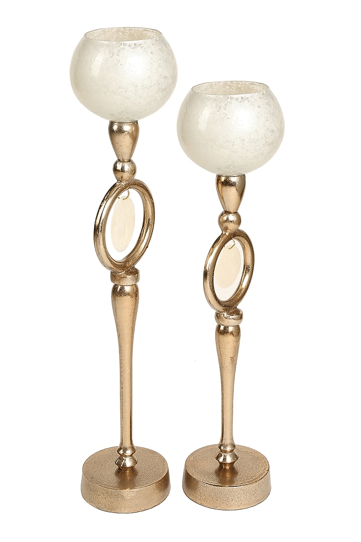Ivory & Gold Candle Holders (Set of 2) by Amoliconcepts at Pernia's Pop Up Shop