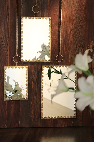 Gold Wall Mirrors (Set of 3) by Amoliconcepts