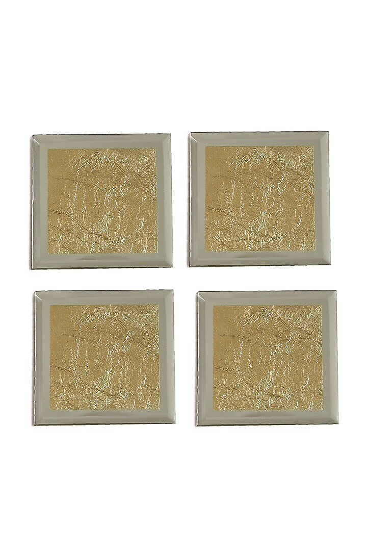 Mirror Glass Gold Foiled Coasters (Set of 4) by Amoliconcepts at Pernia's Pop Up Shop