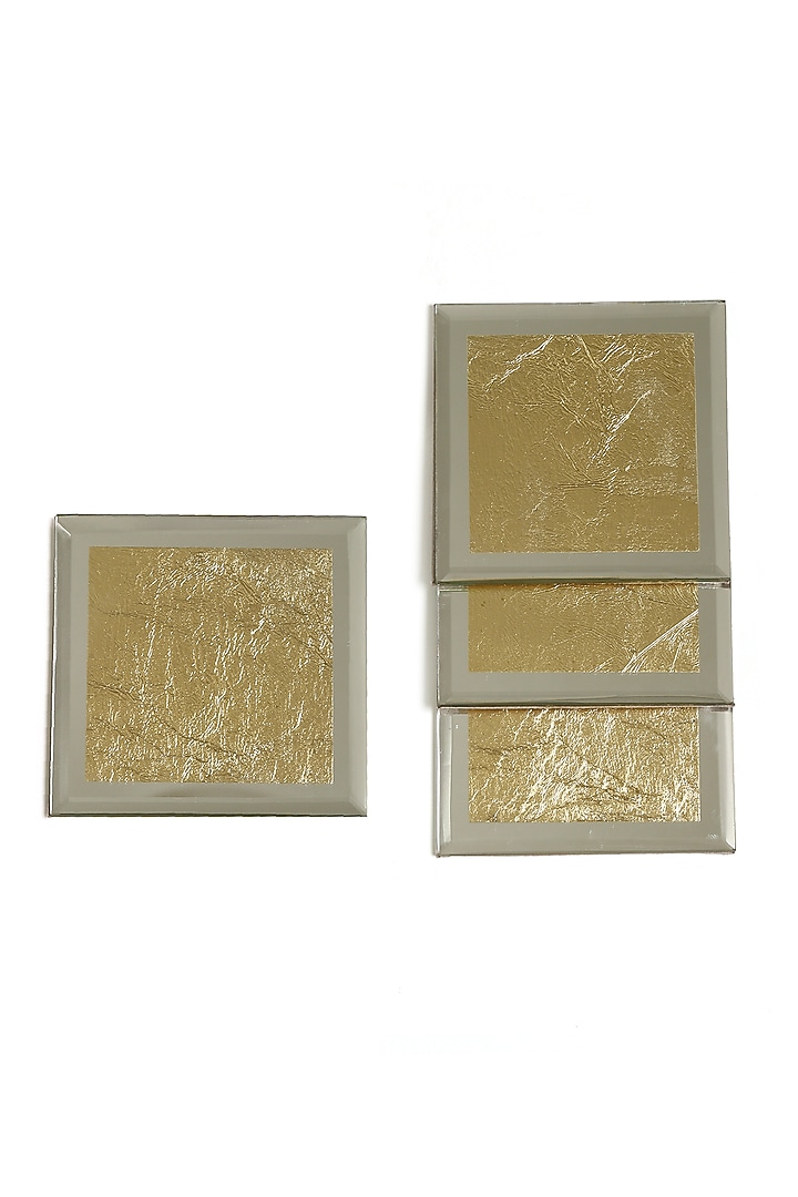 Mirror Glass Gold Foiled Coasters (Set of 4) by Amoliconcepts at Pernia's Pop Up Shop
