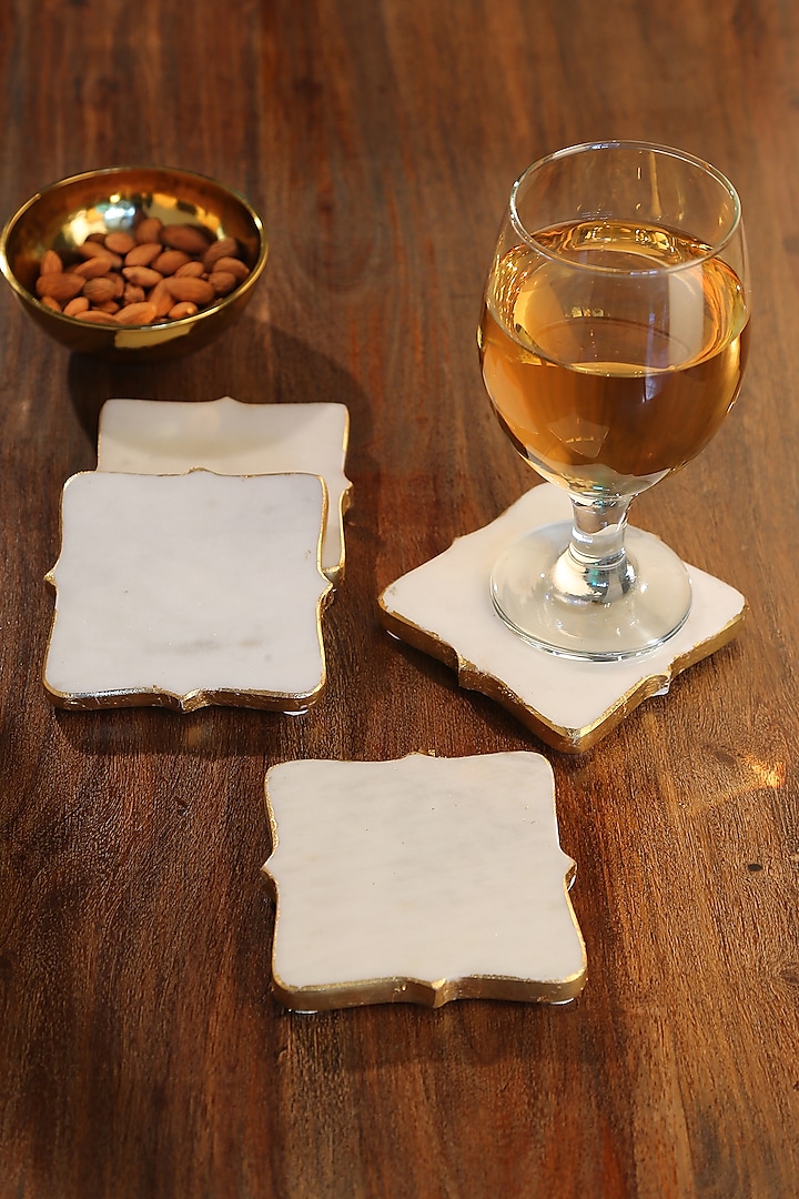 Marble Gold Foiled Edges Coasters (Set of 4) by Amoliconcepts