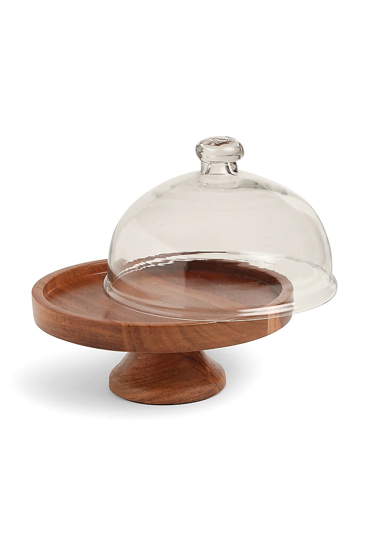 Wooden Cake Stand With Cloche (Set of 2) by Amoliconcepts at Pernia's Pop Up Shop