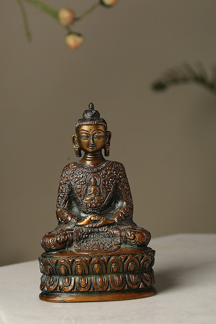 Buddha Statue In Antique Brown Finish by Amoliconcepts at Pernia's Pop Up Shop