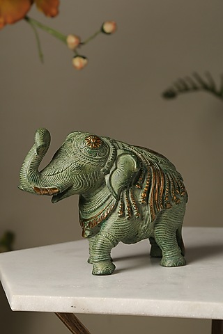 Antique Green Stone Finish Elephant by Amoliconcepts