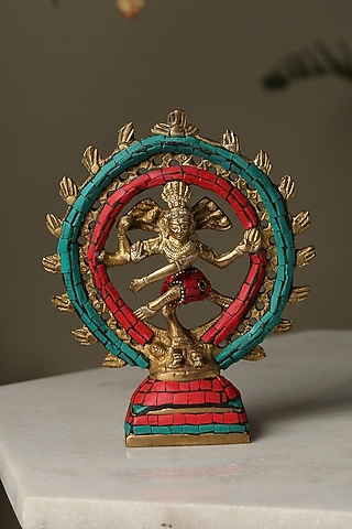 Antique Gold Brass Natraj by Amoliconcepts