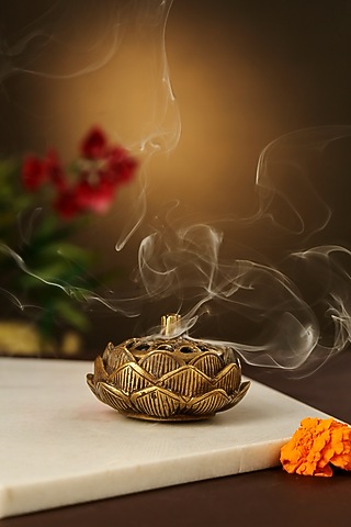 Antique Gold Brass Incense Burner by Amoliconcepts