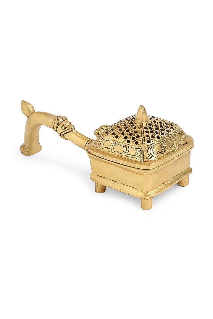 Antique Gold Brass Square Incense Burner by Amoliconcepts at Pernia's Pop Up Shop