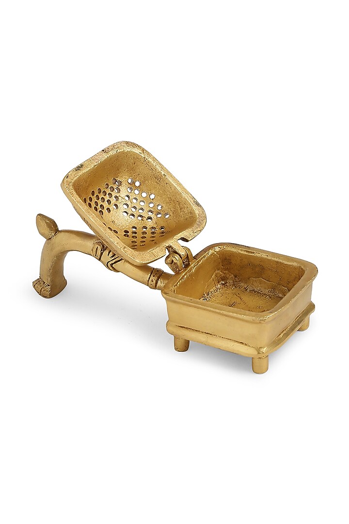 Antique Gold Brass Square Incense Burner by Amoliconcepts at Pernia's Pop Up Shop