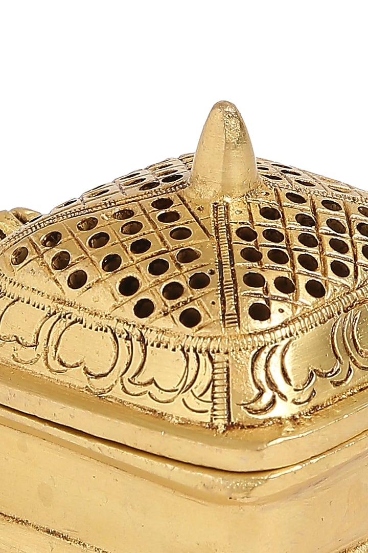 Antique Gold Brass Square Incense Burner by Amoliconcepts at Pernia's Pop Up Shop