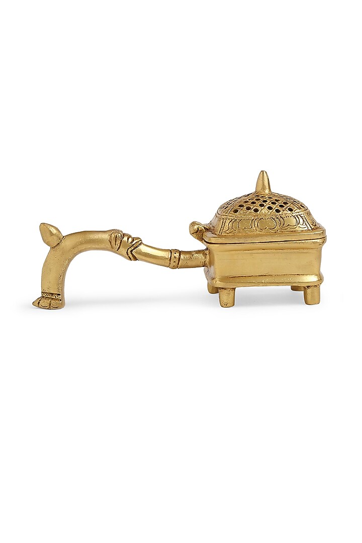 Antique Gold Brass Square Incense Burner by Amoliconcepts at Pernia's Pop Up Shop