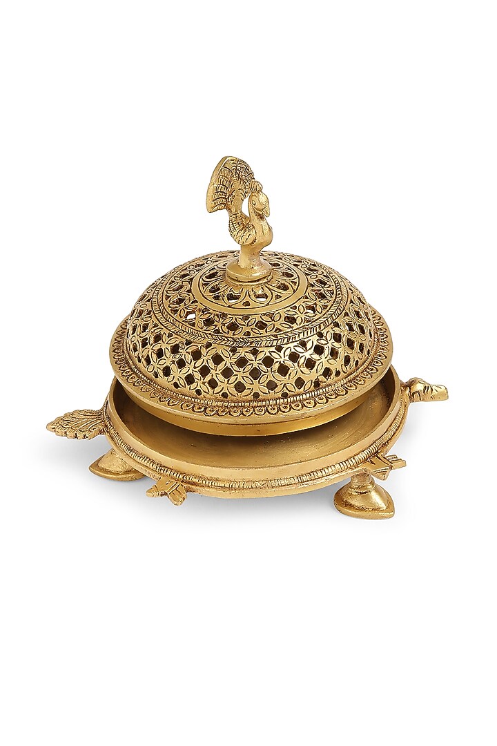 Peacock Brass Incense Burner With Tortoise Base by Amoliconcepts at Pernia's Pop Up Shop