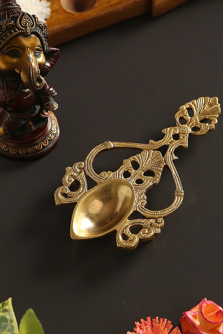 Antique Gold Brass Havan Spoon by Amoliconcepts at Pernia's Pop Up Shop
