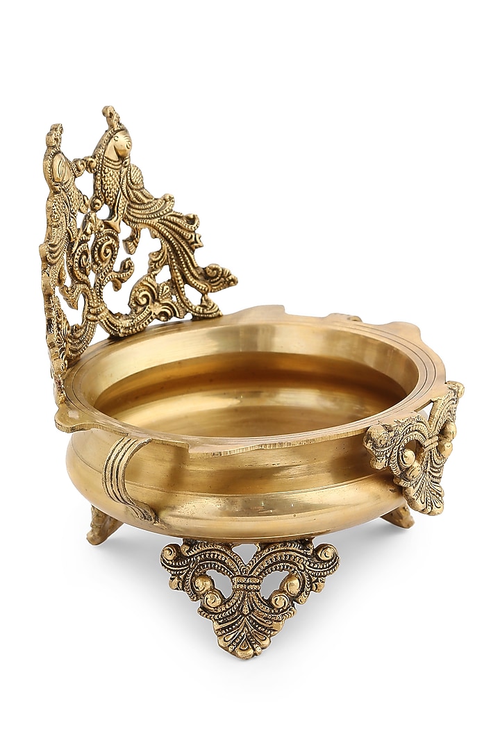 Peacock Design Urli In Brass by Amoliconcepts at Pernia's Pop Up Shop