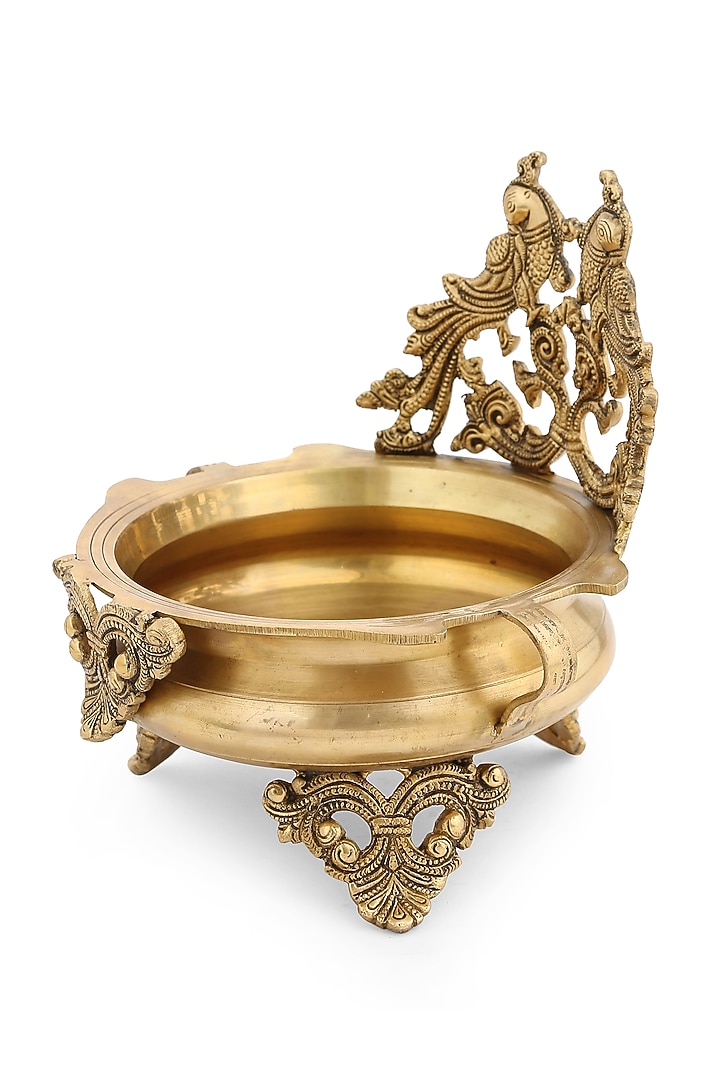 Peacock Design Urli In Brass by Amoliconcepts at Pernia's Pop Up Shop
