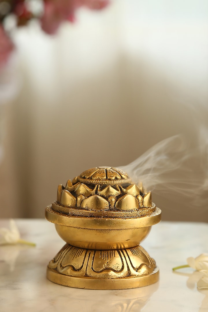 Antique Gold Brass Handcrafted Incense Burner by Amoliconcepts