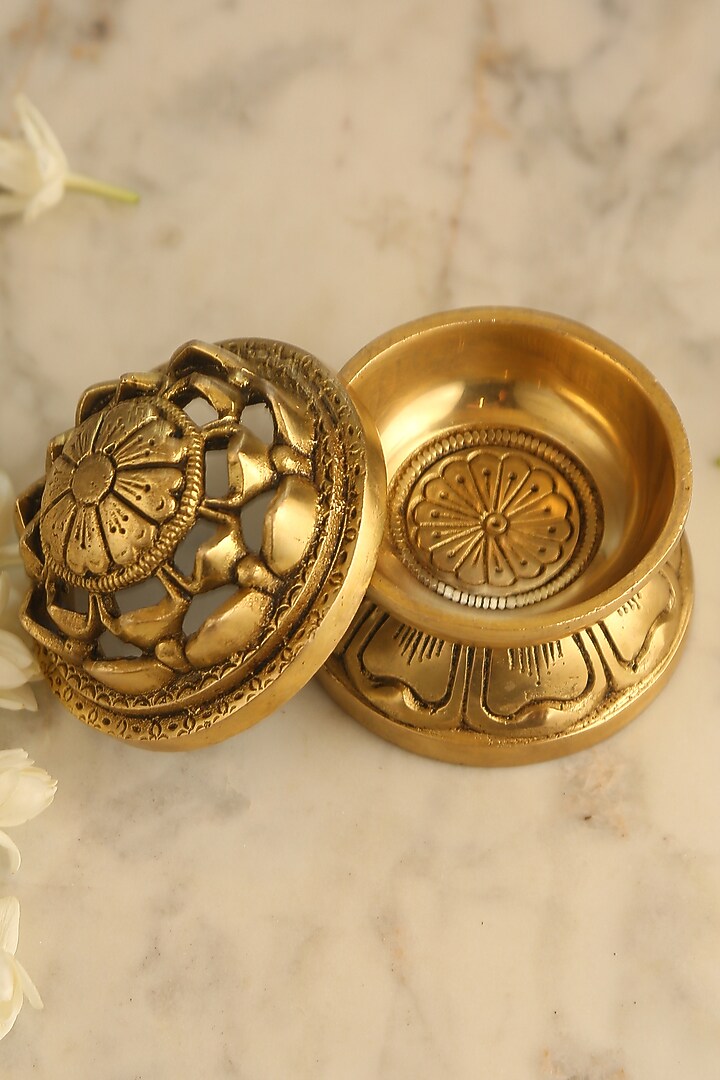 Antique Gold Brass Handcrafted Incense Burner by Amoliconcepts at Pernia's Pop Up Shop