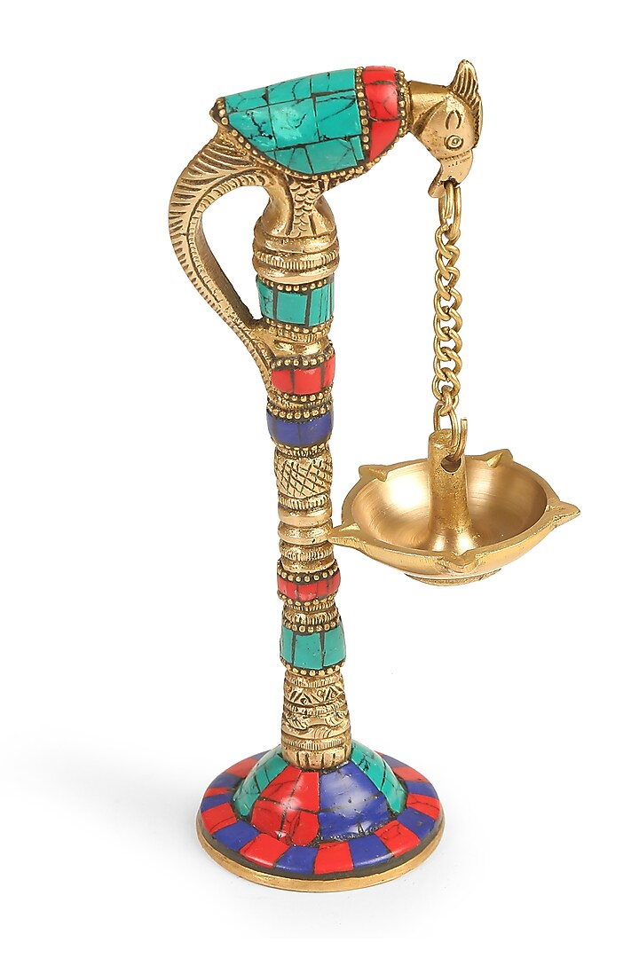 Multi-Colored Brass Handcrafted Parrot Lamp by Amoliconcepts at Pernia's Pop Up Shop
