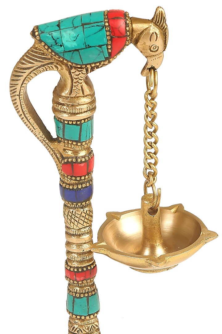 Multi-Colored Brass Handcrafted Parrot Lamp by Amoliconcepts at Pernia's Pop Up Shop