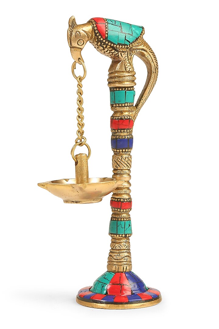 Multi-Colored Brass Handcrafted Parrot Lamp by Amoliconcepts at Pernia's Pop Up Shop